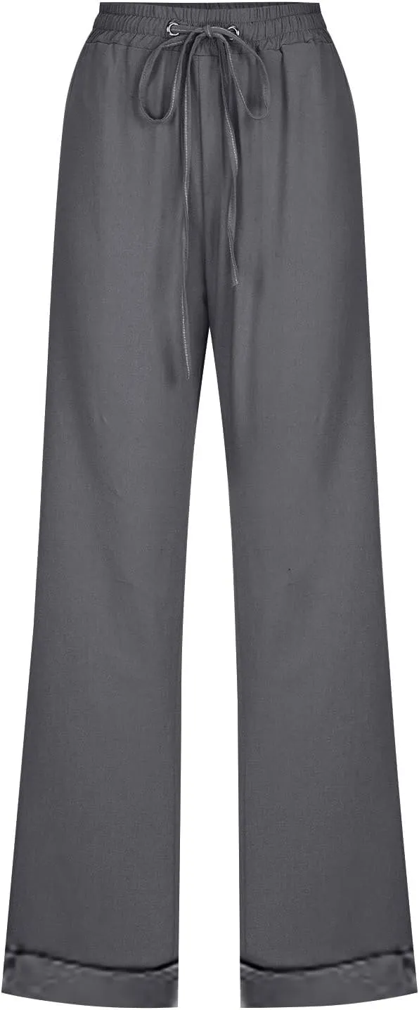 Women's Straight Leg Pants Winter Slack Travel Slacks with Pockets Wide Leg High Waisted
