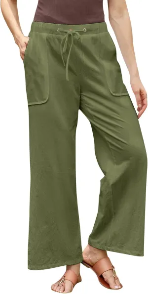 Women's Wide Leg Pants with Pockets High Waist Loose Fit Casual Trousers Business Work Casual 2024 Beach Palazzo
