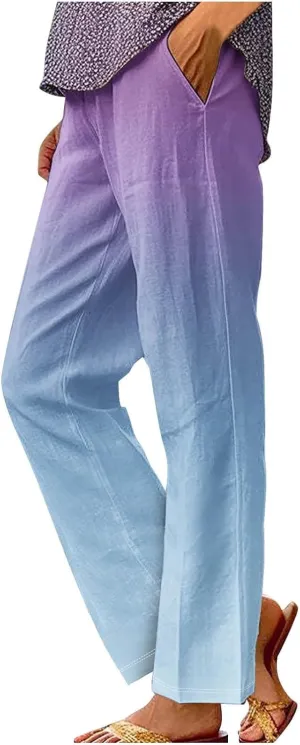 Women's Wide Leg Pants with Pockets Wide Leg Plus Size Capri Pants Lightweight Capri Trousers S 5XL Summer Vacation