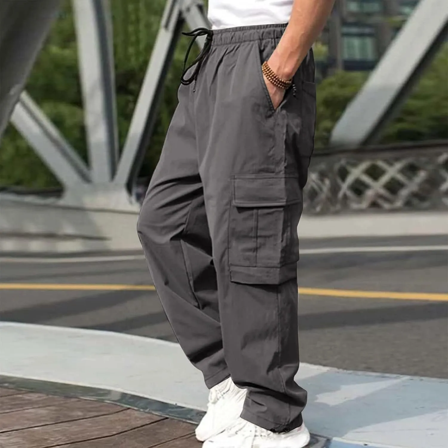 Work Pant for Men Big and Tall Cotton Casual Cargo Work Pant Baggy Joggers Athletic Pants Loose Straight Sweatpants