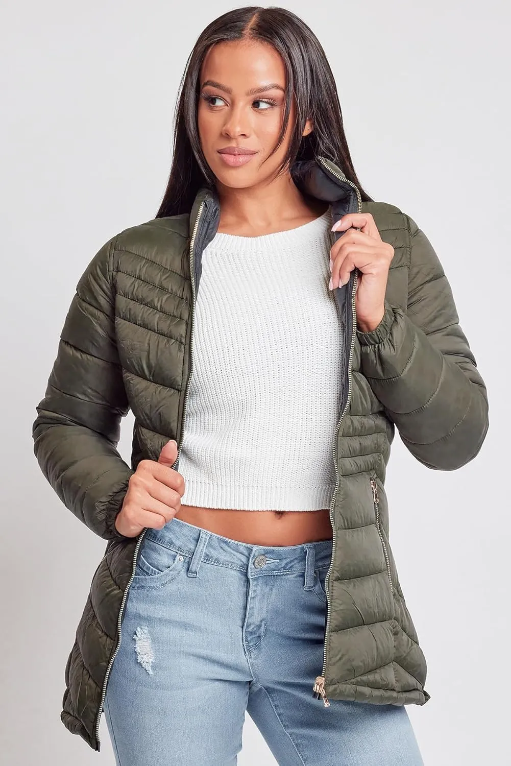 YMI Jeans Women's Winter Reversible Puffer Jacket