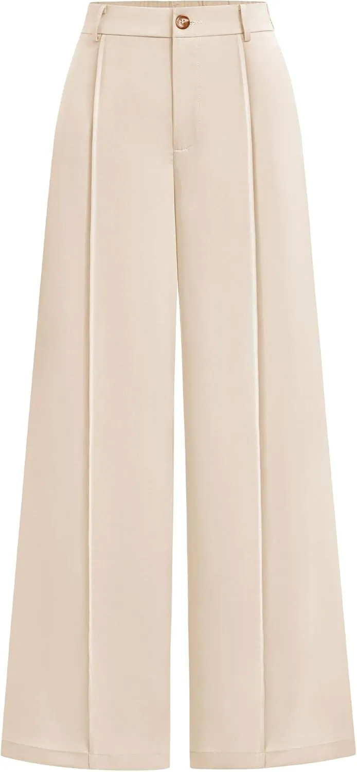 Zenlonr Womens Wide Leg Pants 2025 Casual High Waist Long Palazzo Trouser Loose Business Work Pants Summer Clothes