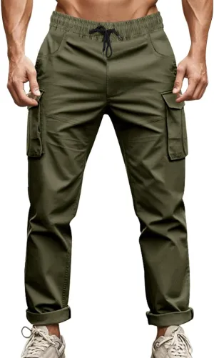 ZYXTIM Cargo Sweatpants for Men Elastic Waist Work Joggers Trousers Stretch Casual Tactical Work Bottoms with Multi Pockets